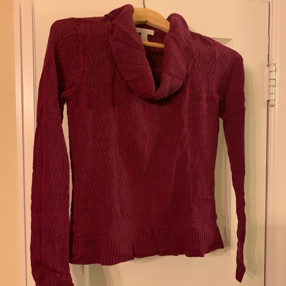 Burgundy Cowl Neck Sweater Blouse